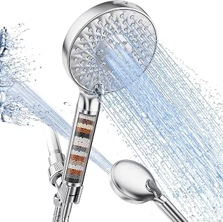 SR SUN RISE Filtered Shower Head with Handheld High Pressure 9 Spray Mode Showerhead Detachable Shower Head Water Softener Filters Beads for Hard Water Remove Chlorine 1 Filter Chrome
